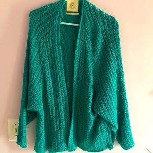 Urban Outfitter Teal Green Waffle Knit Cardigan